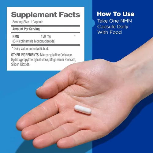 Vista 6 de GNC Nutrición preventiva NMN, 150 mg, suplemento potenciador NAD+ para energía celular y reparación del ADN, apoyo antienvejecimiento, 60 cápsulas