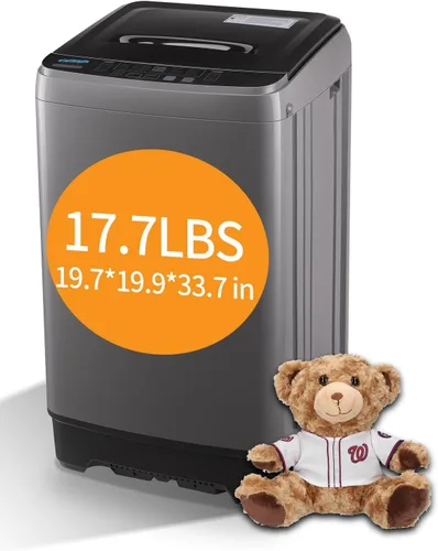 Vista 11 de Lavadora completamente automática de 17.7 libras, pequeña, compacta, portátil, programa de 10 lavados y 8 niveles de agua, lavadora compacta