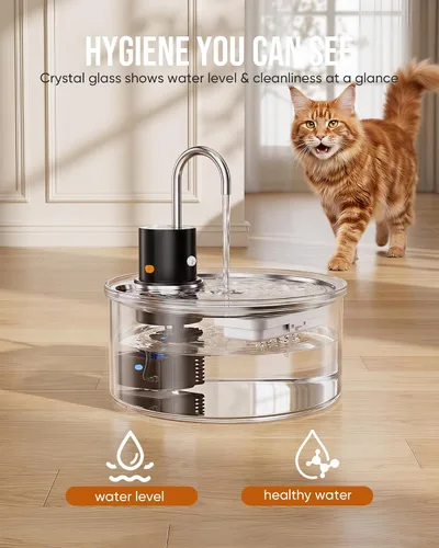 Vista 3 de Wireless Cat Water Fountain Glass DIY - 108oz/3.2L Automatic Ultra-Quiet Cat Water Fountain Cordless, Glass Battery Operated Pet Fountain