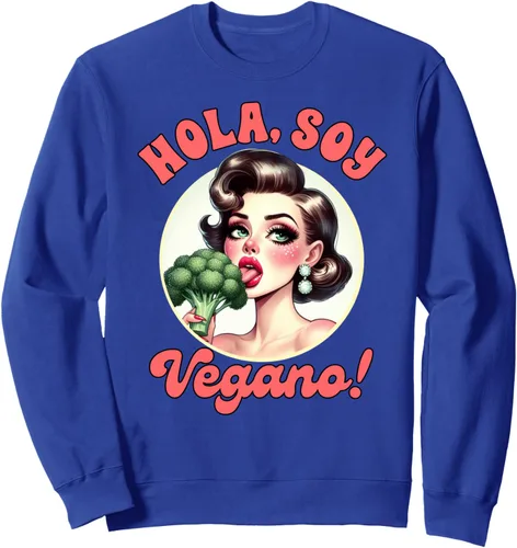 Vista 3 de Vegan Life Vegetarian Broccoli Spanish Hola Soy Vegano Sweatshirt