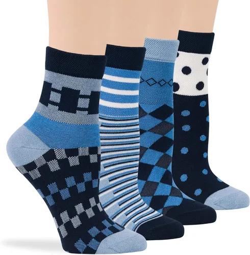 Vista 28 de 7BIGSTARS KINGDOM Women's Cotton Quarter Non-Binding Diabetic Fashion Socks-L-M-4 Pack-Multicolor