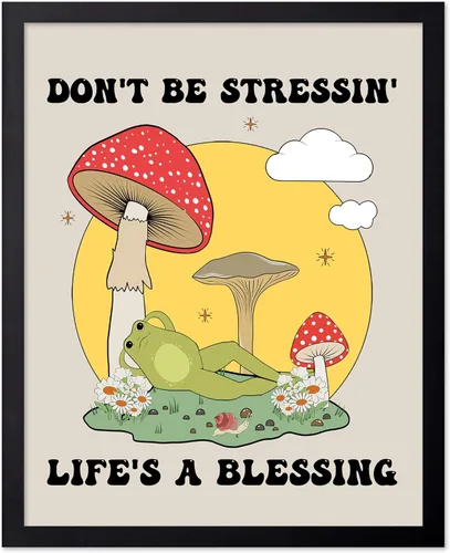 Vista 20 de Poster Master All That Is Meant To Be Poster - Retro Frog on Mushroom Print - Meditation Art - Motivational Design - Preppy Print - Trendy Decor