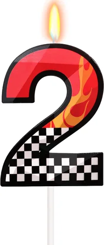 Vista 13 de Vela de cumpleaños número 1 de coches de carreras, decoraciones