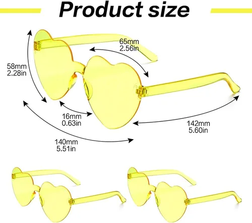 Vista 35 de Lentes de sol con forma de corazón, 2 pares de lentes de sol en forma de corazón, gafas de sol rave para mujeres, regalos de fiesta