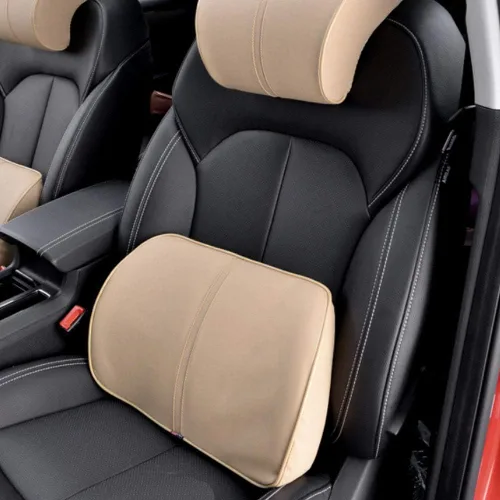 Vista 7 de Almohada de apoyo lumbar para asiento de automóvil, almohada para el cuello, reposacabezas y espalda, almohadilla de espuma viscoelástica suave