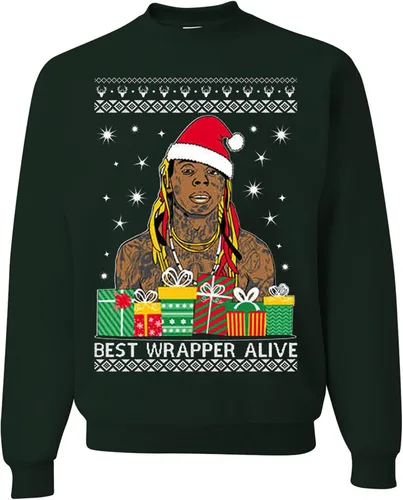 Vista 43 de wild custom apparel Suéter feo de Navidad a la moda más reciente de la colección 3 sudadera de cuello redondo Negro