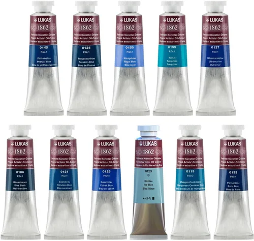 Vista 100 de Lukas 1862 Pintura al Óleo para Artistas Profesionales - Colores Tierra Amarillentos, 37 mL - Juego de 4 - Destacada Resistencia a la Luz, Sin