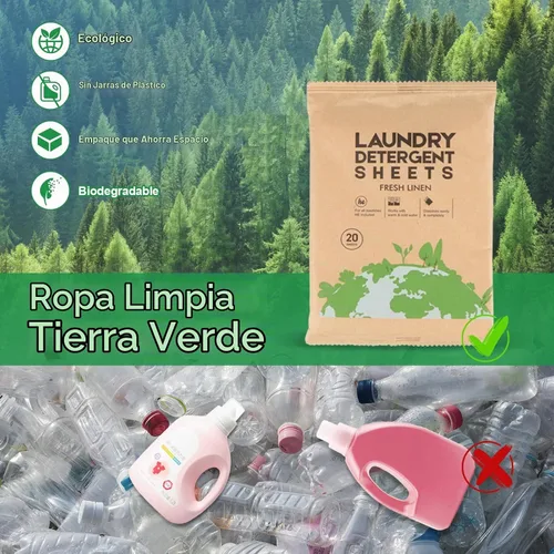 Vista 4 de Hoja de detergente para ropa, tiras de lavado ecológicas e hipoalergénicas Ingredientes naturales, ultraconcentrados, listos para viajar, sin