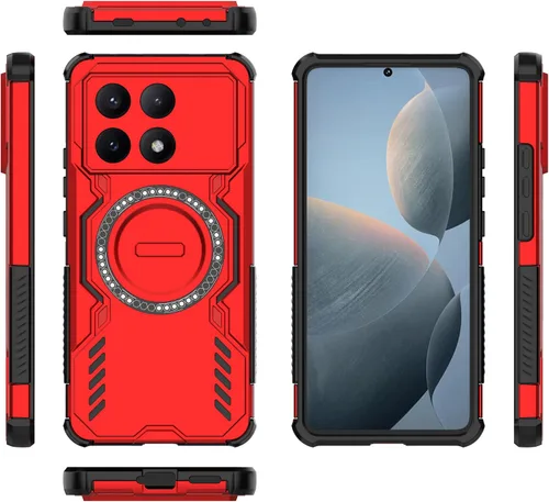 Vista 86 de Funda compatible con Motorola Edge 50, compatible con carga inalámbrica MagSafe [PC + TPU] 2 en 1 funda magnética protectora anticaída para Rojo