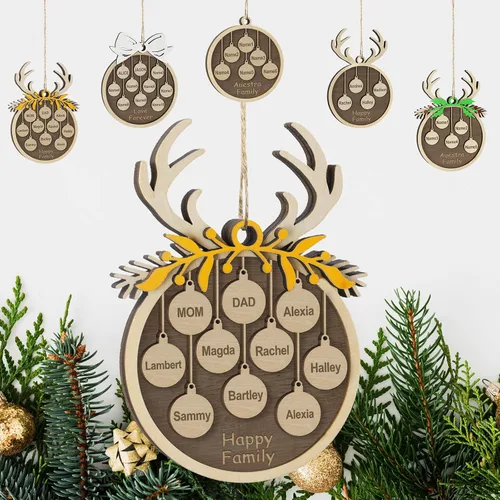 Vista 39 de Adornos de Navidad personalizados familiares de 1, 2, 3, 4, 5, 6, 7, 8, 9, 10, adornos de madera personalizados, decoraciones de Navidad, regalos