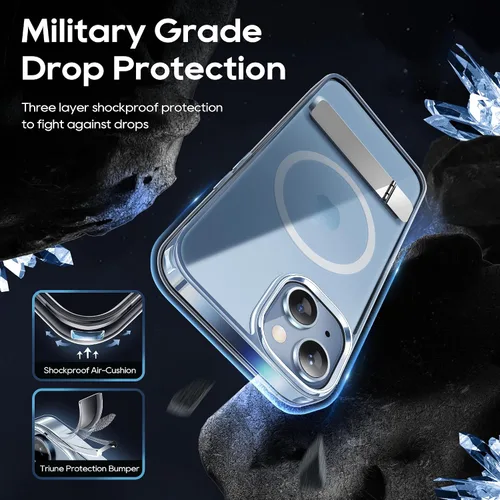 Vista 6 de Funda magnética para iPhone 14 de 6.1 pulgadas (2022), soporte delgado con protector de pantalla compatible con Magsafe a prueba de golpes