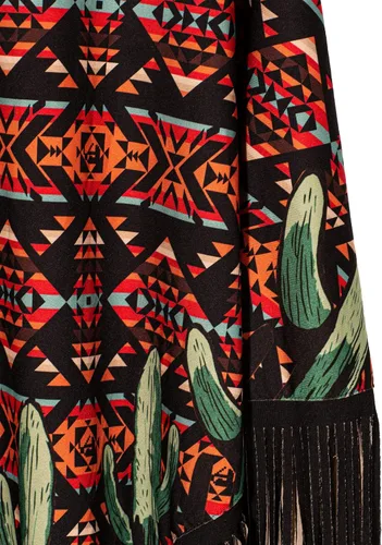 Vista 4 de Montana West Poncho con estampado de caballo azteca para mujer capa de chal con flecos de vaquera occidental
