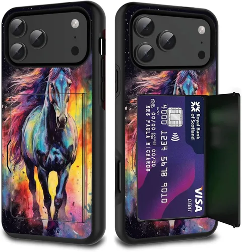 Vista 25 de Funda para tarjetas de crédito, doble capa híbrida a prueba de golpes, protección contra caídas con función atril para iPhone 17 de 6.3 pulgadas