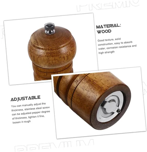 Vista 4 de Molino manual de pimienta de madera Construcción sólida fácil de limpiar para uso doméstico y cocina