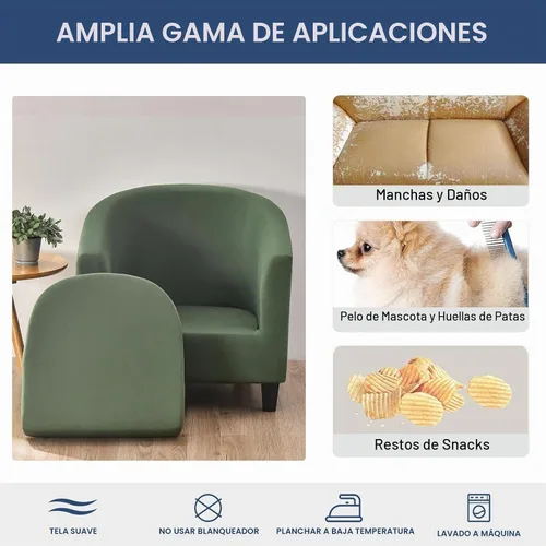 Vista 4 de NILUOH - Funda elástica para silla de club de 2 piezas, funda suave y elástica para silla de bañera, fundas para sillas de barril, fundas
