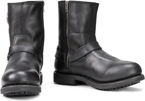 Vista 8 de Milwaukee Leather MBM9042 - Botas de motocicleta con arnés corto de cuero Ruf negro para hombre con cremallera