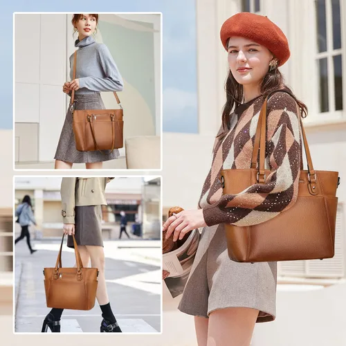 Vista 3 de Over Earth Women Leather Handbags Genuine Leather Tote Shoulder Bag Crossbody with Multi Pockets