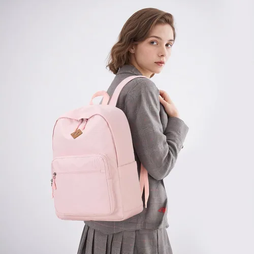 Vista 2 de Lohol Mochila clásica para la escuela, viajes, universidad, resistente al agua, resistente al agua (rosa)