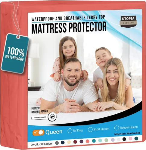 Vista 54 de Utopia Bedding – Protector impermeable de colchón tamaño individual, funda de colchón de terry premium de 200 GSM, transpirable, estilo ajustado
