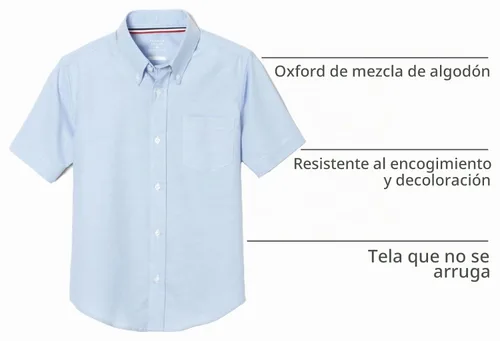 Vista 5 de French Toast Camisa de vestir para varón, Oxford, de mangas cortas (estándar y husky)