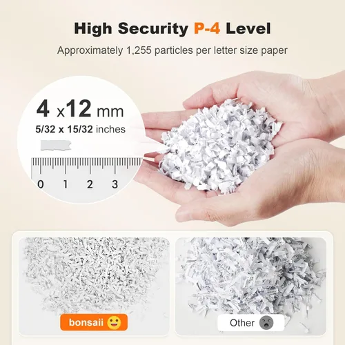 Vista 13 de Bonsaii - Trituradora de papel de 200 hojas de alimentación automática micro corte resistente para oficina 60-Min Nonstop Run, P4 High Security