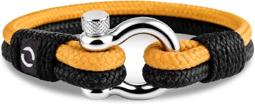 Vista 9 de Pulsera de cuerda para hombre, grillete plateado de acero inoxidable, extremadamente duradera y resistente a los arañazos, impermeable, hecha a Beige