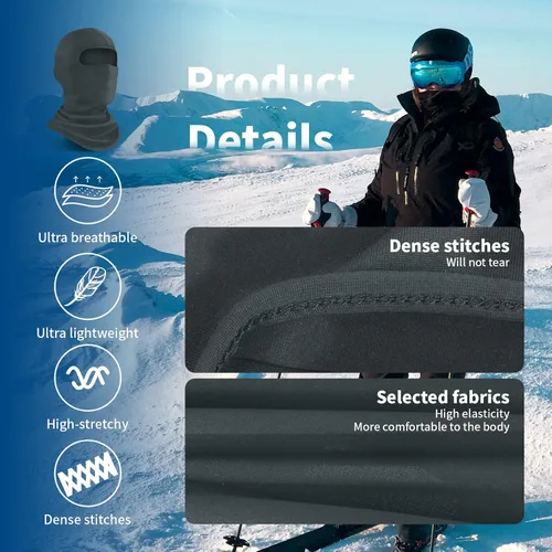 Vista 6 de YESLIFE Máscara de esquí, máscara facial para hombres y mujeres, esquí, snowboard, motocicleta, protección UV y protección contra el viento