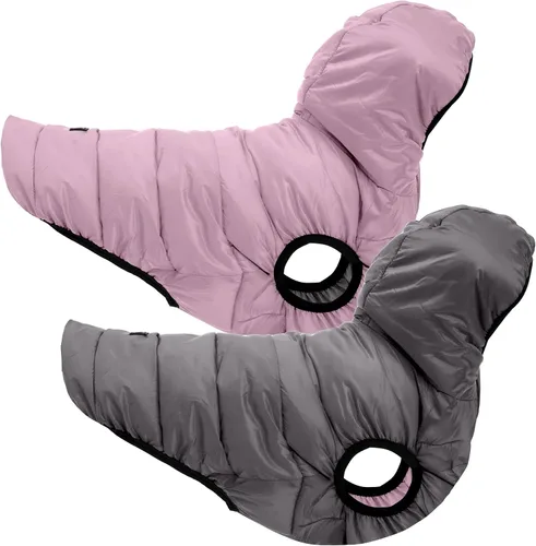 Vista 14 de Pawtitas Chaqueta reversible resistente al viento para perro, resistente al agua, abrigo de perro azul y amarillo para clima frío, tamaño de raza