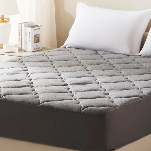 Vista 6 de SLEEP ZONE Jersey - Protector de colchón tamaño individual, ultra suave, transpirable, color gris