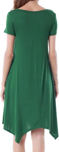 Vista 2 de Invug Vestido casual de manga corta con cuello redondo y bolsillos para mujer