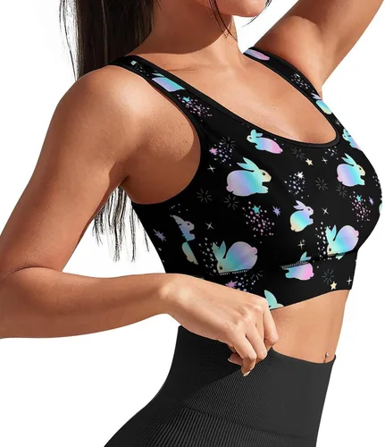 Vista 3 de AuHomea Brasier deportivo para mujer, con relleno, para entrenamiento, adelgazamiento, con brasier integrado, cuello en U, para fitness, correr, yoga