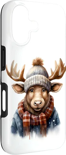 Vista 3 de Cute Moose with Winter Hat & Scarf Case for iPhone 17