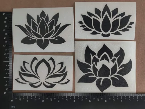 Vista 2 de Paquete de 4 calcomanías de loto surtidas (negro, pequeño ~ 3.5")