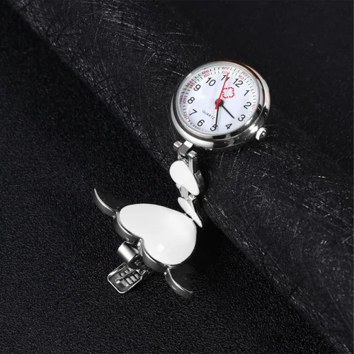 Vista 8 de Reloj colgante de enfermera, reloj colgante creativo de moda, diseño de corazón, decoración de cuarzo, reloj de bolsillo