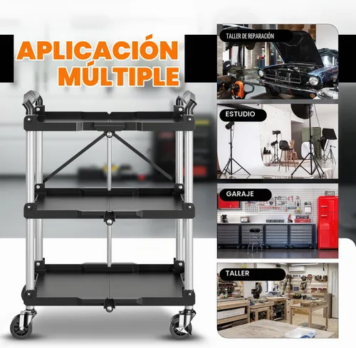 Vista 4 de Auto Dynasty Carrito utilitario plegable de 3 niveles con ruedas