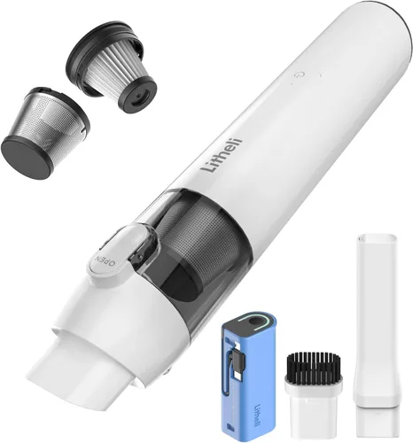 Vista 10 de LiTHELi Aspiradora de mano inalámbrica, potencia de succión de 10000 Pa con batería recargable en U, ultra ligera, mini aspiradora de coche Negro