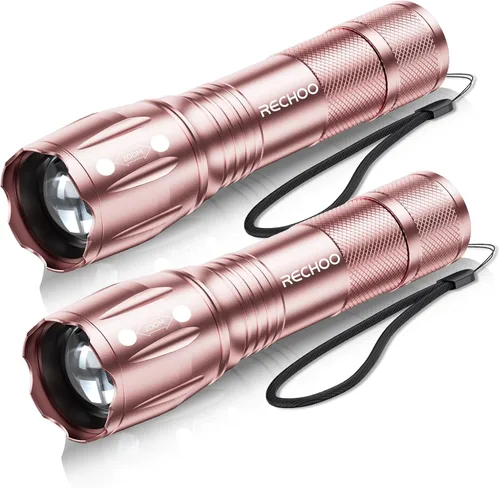 Vista 9 de RECHOO Paquete de 2 linternas LED rojas, linternas tácticas de alto lúmenes con 3 modos, linterna pequeña de bolsillo, linternas impermeables