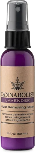 Vista 2 de Cannabolish Spray eliminador de olores de lavanda y ambientador, 2 onzas líquidas. Tamaño de viaje