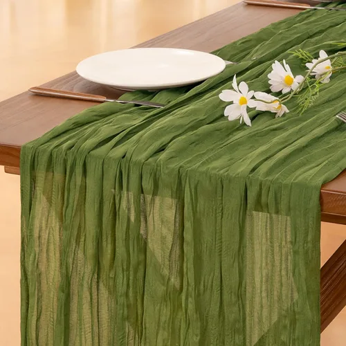 Vista 28 de Socomi - Camino de mesa de gasa, estilo bohemio y rústico, para primavera, Pascua, bodas, fiestas, baby showers y decoración, 120 pulgadas/10 pies