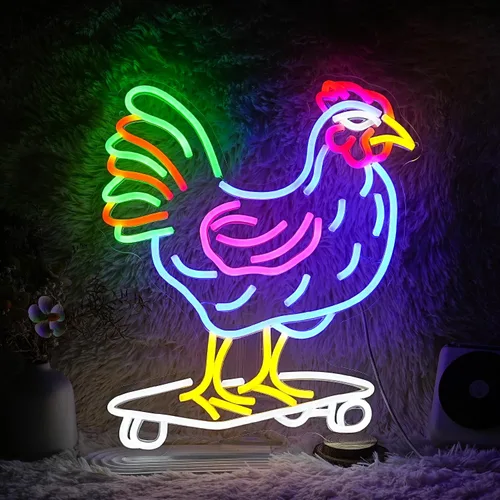 Vista 9 de Letrero de neón de pato gafas de skate genial luz de neón de pato para decoración de pared luz de pato regulable alimentada por USB para decoración