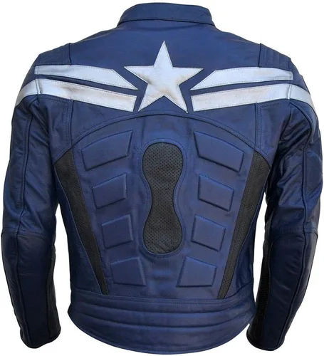 Vista 3 de coolhides Chaqueta de cuero real del soldado del capitán del invierno de los hombres