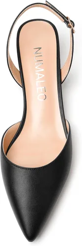 Vista 3 de NUMALEO Vestido mate con correa trasera para mujer, con hebilla de moda y tacón bajo para boda, 1.5 pulgadas