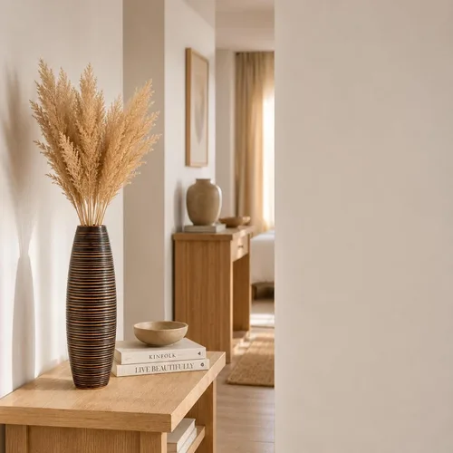 Vista 5 de Leewadee - Florero de piso marrón para hierba de pampas, florero grande para decoración del hogar, 13 pulgadas, resina Deco Vase for sideboard &