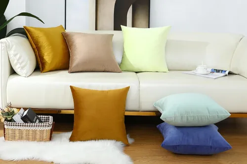 Vista 5 de mixeoo Fundas de almohada decorativas azul bebé cómodas de terciopelo cuadrado súper suaves para sofá de la sala de estar, juego de 2, 18 x 18