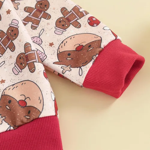Vista 5 de Conjunto de 2 piezas de sudadera con diseño de Papá Noel, muñeco de nieve, alce y Papá Noel, ropa de otoño e invierno