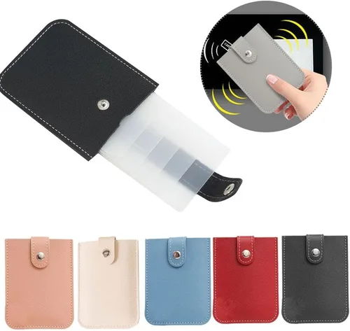 Vista 3 de Crazyview Cardcarie - Organizador de tarjetas extraíble, bolsa organizadora de cuero con cierre a presión, organizador de tarjetas extraíble