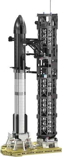 Vista 3 de Space Rocket - Juego de bloques de construcción de 1778 piezas con almohadilla de lanzamiento, modelo de cohete de exhibición coleccionable, regalo