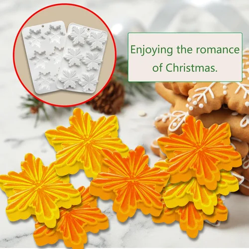 Vista 5 de 2 moldes de silicona para copos de nieve para chocolate, juego de moldes para hornear Acxydm Navidad, moldes de vela de Navidad, moldes de jabón