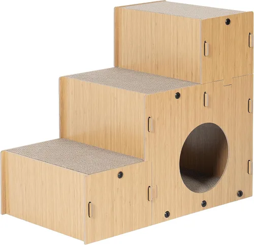 Vista 8 de Rascador para gatos, escaleras de cartón para mascotas de 17.3