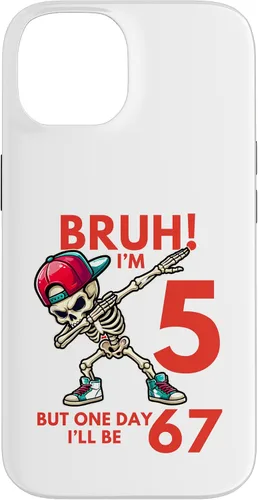 Vista 4 de Bruh I'm 5 But One-Day I'll Be 67 Retro 5th Birthday Kids Case for iPhone 17